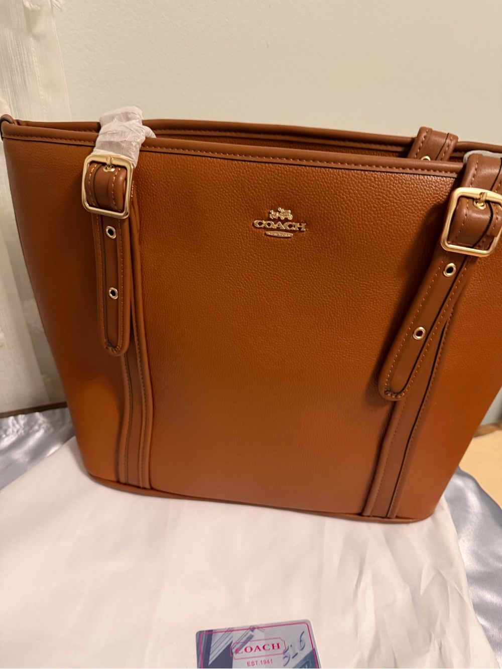 Coach Tan Leather Tote with Gold Hardware